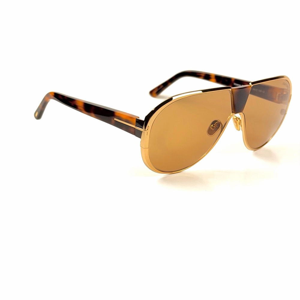Tom Ford TF 1072 30E Vincenzo Gold Frame Tortoiseshell  Sunglasses Brown Lenses - Picture 7 of 8